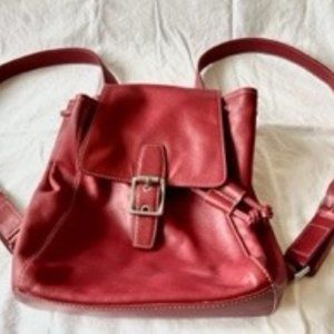 Vintage COACH soft RED leather backpack purse